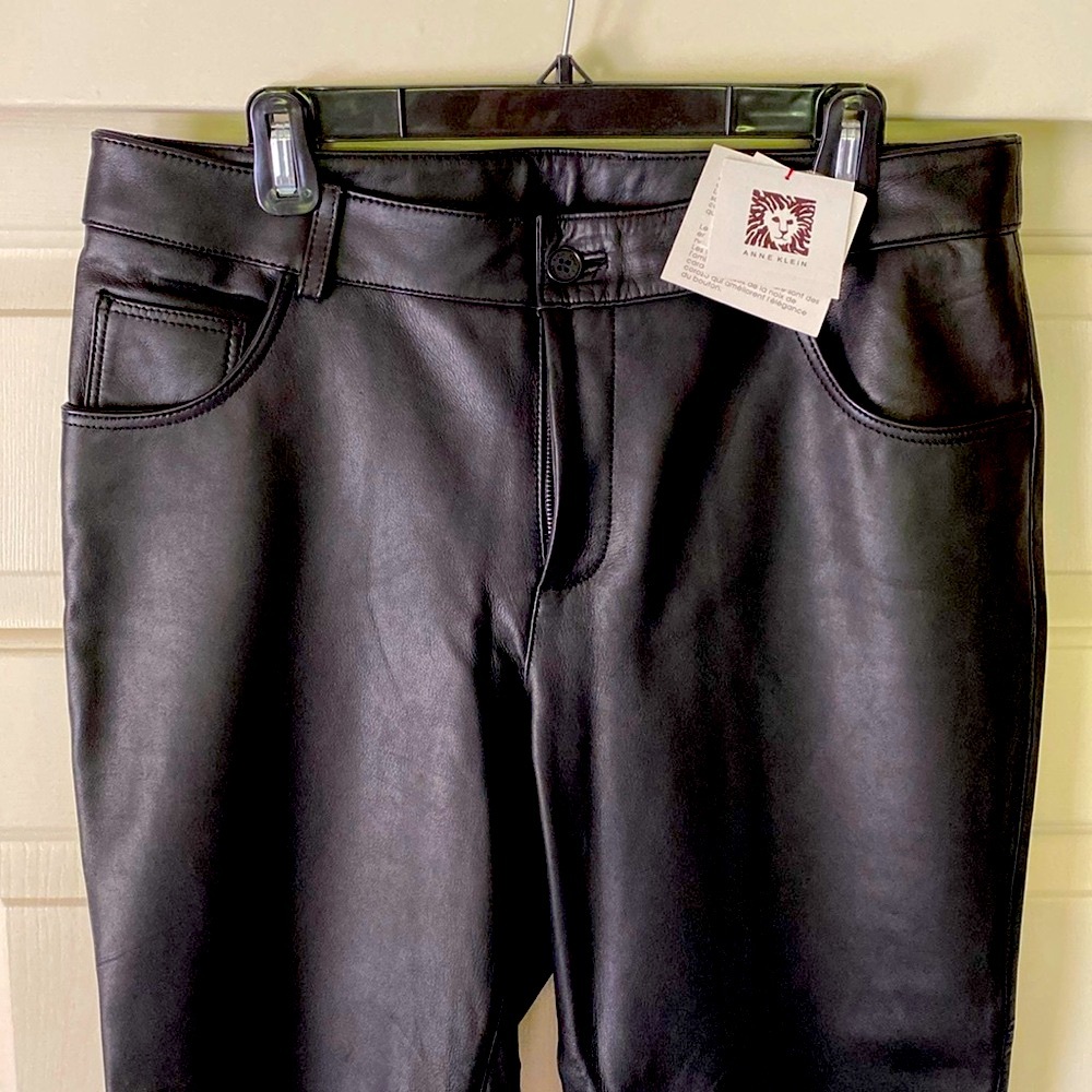 ANNE KLEIN LEATHER PANTS SZ 12 BLACK NWT